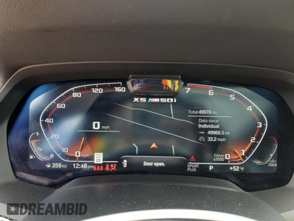 2021 BMW X5 M50i with VIN 5UXJU4C05M9E44232, listed as a Copart auction lot 53387665 with 49,978 mi miles and Salvage Title. Bid and sale history available at DreamBid. Image 9.
