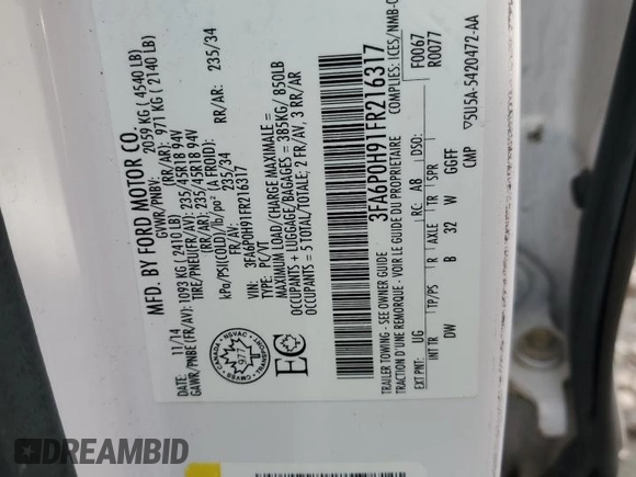 2015 Ford Fusion SE with VIN 3FA6P0H91FR216317, listed as a Copart auction lot 76694934 with 193,004 mi miles and Salvage Title. Bid and sale history available at carsss.com. Image 12.
