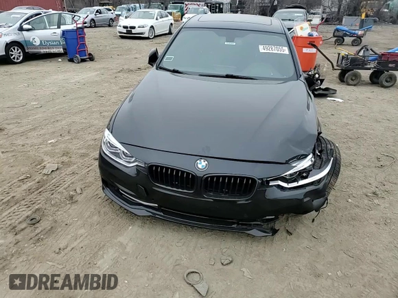 2017 BMW 3 Series 330e iPerformance with VIN WBA8E1C58HK895185, listed as a Copart auction lot 49287055 with 61,391 mi miles and Salvage Title. Bid and sale history available at carsss.com. Image 10.