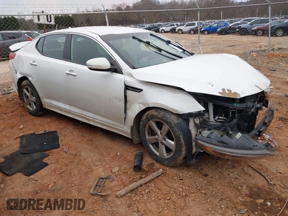 2015 Kia Optima LX with VIN KNAGM4A73F5646213, listed as a IAAI auction lot 41290553 with 101,415 mi miles. Bid and sale history available at carsss.com. Image 1.