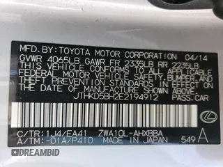 2014 Lexus CT 200h with VIN JTHKD5BH2E2194912, listed as a Copart auction lot 50872395 with Not provided miles and Salvage title. Bid and sale history available at DreamBid. Image 14.