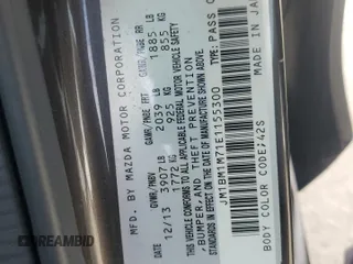 2014 Mazda 3 i Grand Touring with VIN JM1BM1M71E1155300, listed as a Copart auction lot 85097934 with 110,275 mi miles and Salvage Title. Bid and sale history available at DreamBid. Image 12.