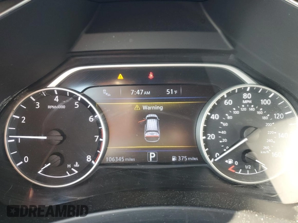 2018 Nissan Murano Platinum with VIN 5N1AZ2MH4JN158539, listed as a Copart auction lot 50944545 with 106,345 mi miles and Salvage Title. Bid and sale history available at carsss.com. Image 9.
