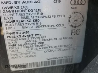 2019 Audi Q5 Premium Plus z VIN WA1BNAFY0K2067342, wystawiony jako Copart lot #56153285 z przebiegiem Nie podano mil oraz Nie do naprawy • Non repairable. Historia ofert i sprzedaży dostępna na DreamBid. Obrazek 14.