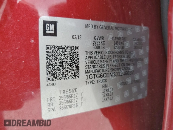 2018 GMC Canyon 4WD All Terrain w/Cloth with VIN 1GTG6CEN3J1246037, listed as a Copart auction lot 64099154 with 86,819 mi miles and Clean Title. Bid and sale history available at carsss.com. Image 12.