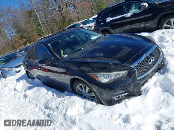 2016 Infiniti Q50 2.0t Premium with VIN JN1CV7AR0GM253412, listed as a IAAI auction lot 41223814 with 45,185 mi miles. Bid and sale history available at carsss.com. Image 1.