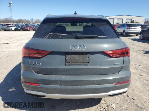 2020 Audi Q3 Premium Plus with VIN WA1BECF36L1121959, listed as a Copart auction lot 47744075 with 56,162 mi miles and Salvage Title. Bid and sale history available at carsss.com. Image 6.