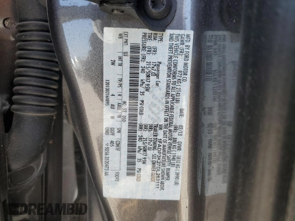 2013 Ford Focus SE with VIN 1FADP3K27DL263111, listed as a Copart auction lot 49594375 with 38,998 mi miles and Salvage Title. Bid and sale history available at carsss.com. Image 14.