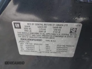 2015 GMC Terrain Denali with VIN 2GKALUEK9F6249981, listed as a IAAI auction lot 41716378 with 153,878 mi miles. Bid and sale history available at carsss.com. Image 9.