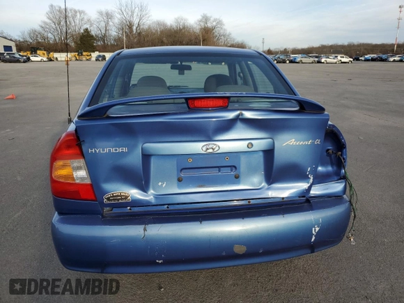 2001 Hyundai Accent GL with VIN KMHCG45C11U193879, listed as a Copart auction lot 37525334 with 150,951 mi miles and Salvage Title. Bid and sale history available at carsss.com. Image 6.