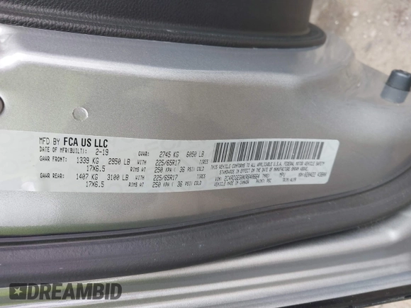 2019 Dodge Grand Caravan GT with VIN 2C4RDGEG0KR640664, listed as a IAAI auction lot 42002230 with 73,591 mi miles and . Bid and sale history available at DreamBid. Image 9.