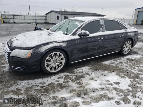 2014 Audi A8 L 3.0T with VIN WAURGAFD1EN002981, listed as a Copart auction lot 87282884 with 106,763 mi miles and Salvage Title. Bid and sale history available at carsss.com. Image 1.