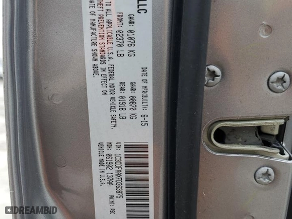 2015 Dodge Dart SE with VIN 1C3CDFAAXFD363875, listed as a Copart auction lot 44972065 with 43,029 mi miles and Salvage Title. Bid and sale history available at carsss.com. Image 14.