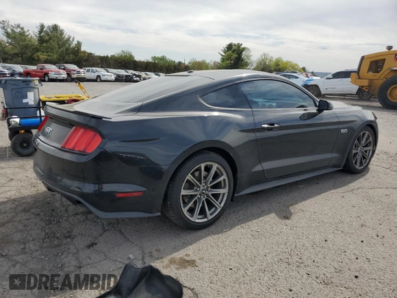 2015 Ford Mustang GT with VIN 1FA6P8CF5F5340461, listed as a Copart auction lot 54206965 with 75,313 mi miles and Salvage Title. Bid and sale history available at DreamBid. Image 3.