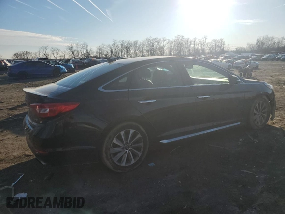 2017 Hyundai Sonata Sport with VIN 5NPE34AF1HH529303, listed as a Copart auction lot 46721245 with 81,428 mi miles and Salvage Title. Bid and sale history available at DreamBid. Image 3.