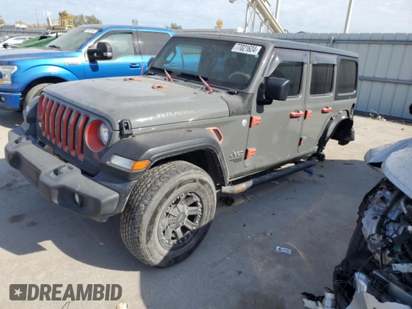 2020 Jeep Wrangler Unlimited Willys with VIN 1C4HJXDGXLW111995, listed as a Copart auction lot 77021624 with 43,074 mi miles and Salvage title. Bid and sale history available at DreamBid. Image 1.