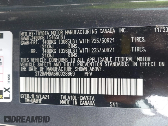 2024 Lexus RX 350 z VIN 2T2BAMBA6RC028869, wystawiony jako IAAI lot #42212479 z przebiegiem Nie podano mil oraz . Historia ofert i sprzedaży dostępna na DreamBid. Obrazek 9.