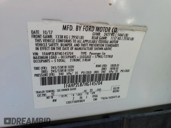 2017 Ford Police Interceptor with VIN 1FAHP2L87HG145704, listed as a Copart auction lot 80753134 with 146,165 mi miles and Salvage title. Bid and sale history available at DreamBid. Image 12.