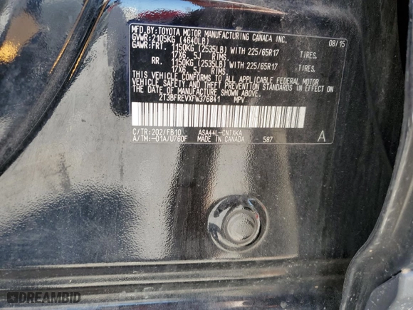 2015 Toyota RAV4 LE with VIN 2T3BFREVXFW376841, listed as a Copart auction lot 56470274 with 130,280 mi miles and Salvage Title. Bid and sale history available at carsss.com. Image 13.