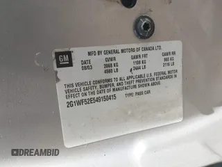 2004 Chevrolet Impala with VIN 2G1WF52E549150415, listed as a IAAI auction lot 42154441 with Not Provided miles and . Bid and sale history available at DreamBid. Image 9.