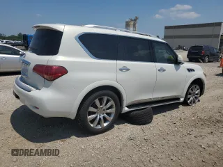 2012 Infiniti QX56 7-passenger with VIN JN8AZ2NE4C9019603, listed as a Copart auction lot 62738594 with 224,183 mi miles and Salvage Title. Bid and sale history available at carsss.com. Image 3.