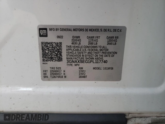 2023 Chevrolet Equinox LS z VIN 3GNAXSEG1PL117740, wystawiony jako Copart lot #79932014 z przebiegiem 111 750 mil mil oraz Szkoda całkowita • Salvage title. Historia ofert i sprzedaży dostępna na DreamBid. Obrazek 13.