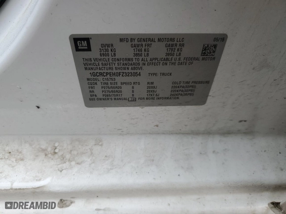 2015 Chevrolet Silverado 1500 Work Truck with VIN 1GCRCPEH0FZ323054, listed as a Copart auction lot 44063755 with 233,026 mi miles and Salvage Title. Bid and sale history available at carsss.com. Image 12.
