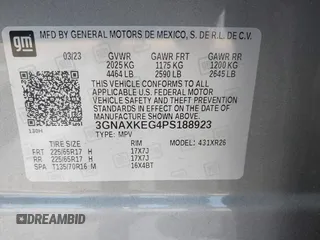 2023 Chevrolet Equinox LT with VIN 3GNAXKEG4PS188923, listed as a IAAI auction lot 42175892 with 65,490 mi miles and . Bid and sale history available at DreamBid. Image 9.