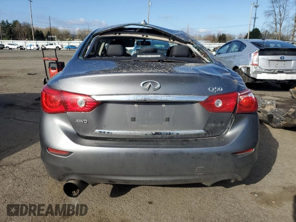 2014 Infiniti Q50 Premium with VIN JN1BV7AR5EM691514, listed as a Copart auction lot 47985465 with 119,821 mi miles and Salvage Title. Bid and sale history available at DreamBid. Image 6.