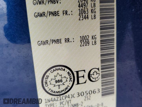 2018 Nissan LEAF S with VIN 1N4AZ1CP4JC305063, listed as a Copart auction lot 49671435 with 128,514 mi miles and Salvage Title. Bid and sale history available at DreamBid. Image 12.