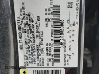 2013 Lincoln MKZ with VIN 3LN6L2J92DR808085, listed as a Copart auction lot 46416245 with 120,654 mi miles and Salvage Title. Bid and sale history available at carsss.com. Image 12.