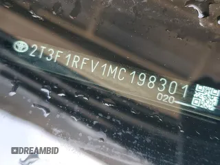 2021 Toyota RAV4 LE with VIN 2T3F1RFV1MC198301, listed as a Copart auction lot 62084275 with 47,285 mi miles and Salvage title. Bid and sale history available at DreamBid. Image 14.