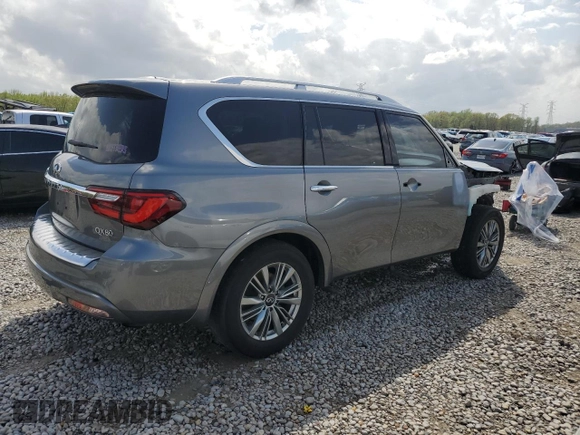 2018 Infiniti QX80 with VIN JN8AZ2NF0J9662455, listed as a Copart auction lot 51672675 with 145,131 mi miles and Salvage Title. Bid and sale history available at carsss.com. Image 3.
