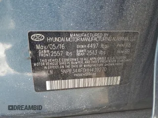 2017 Hyundai Sonata Sport with VIN 5NPE34AF0HH439270, listed as a Copart auction lot 89333675 with 194,457 mi miles and Salvage Title. Bid and sale history available at DreamBid. Image 12.