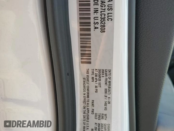 2020 Dodge Durango SXT Plus with VIN 1C4RDHAG7LC352808, listed as a Copart auction lot 76982334 with 40,029 mi miles and Salvage Title. Bid and sale history available at carsss.com. Image 15.