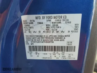2007 Ford Escape XLT with VIN 1FMYU03147KB08756, listed as a Copart auction lot 47033095 with 0 mi miles and Salvage Title. Bid and sale history available at carsss.com. Image 13.