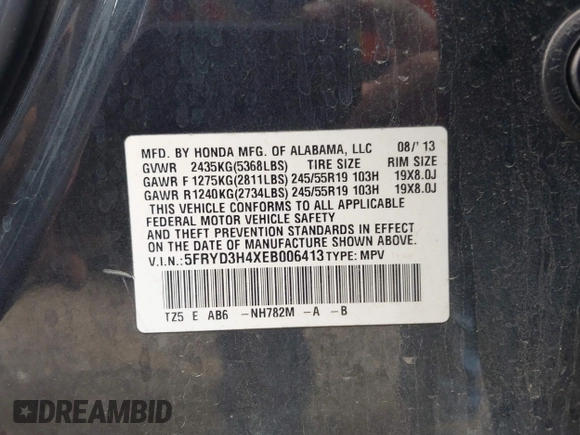 2014 Acura MDX Technology with VIN 5FRYD3H4XEB006413, listed as a IAAI auction lot 41889858 with 289,331 mi miles and . Bid and sale history available at carsss.com. Image 9.