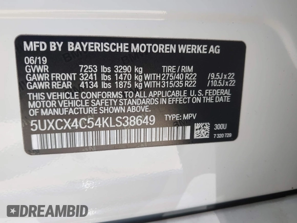 2019 BMW X7 xDrive50i z VIN 5UXCX4C54KLS38649, wystawiony jako IAAI lot #42435379 z przebiegiem 60 905 mil mil oraz . Historia ofert i sprzedaży dostępna na DreamBid. Obrazek 9.