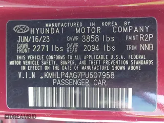 2023 Hyundai Elantra Limited with VIN KMHLP4AG7PU607958, listed as a IAAI auction lot 41854130 with 57,875 mi miles. Bid and sale history available at carsss.com. Image 9.
