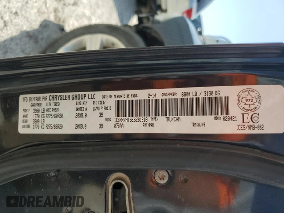 2014 Ram 1500 Sport с VIN 1C6RR7HT5ES281218, выставлен на аукционе Copart как лот 59761065 с пробегом 148 145 миль миль и Списание • Salvage title. История ставок и продаж доступна на DreamBid. Изображение 12.