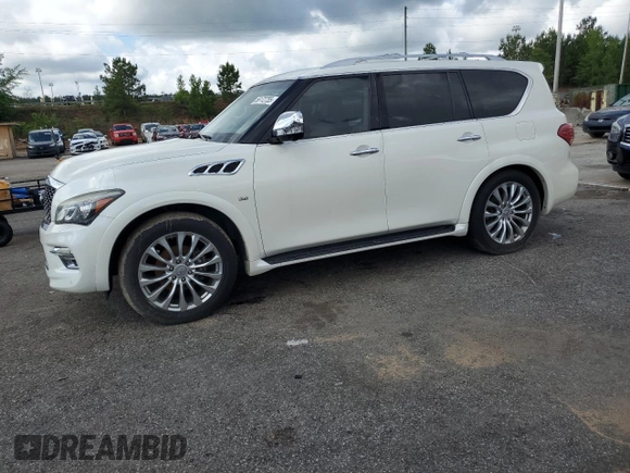 2015 Infiniti QX80 z VIN JN8AZ2NF0F9574531, wystawiony jako Copart lot #56172755 z przebiegiem 190 249 mil mil oraz Czysty tytuł • Clean title. Historia ofert i sprzedaży dostępna na DreamBid. Obrazek 1.