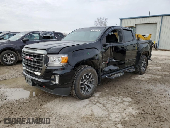 2021 GMC Canyon 4WD AT4 w/Leather with VIN 1GTG6FEN1M1236158, listed as a Copart auction lot 47553775 with 109,010 mi miles and Salvage Title. Bid and sale history available at carsss.com. Image 1.