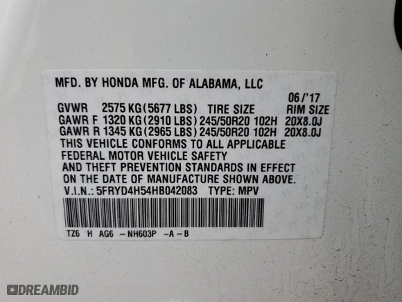 2017 Acura MDX w/Technology Pkg with VIN 5FRYD4H54HB042083, listed as a Copart auction lot 43388485 with 128,966 mi miles and Salvage Title. Bid and sale history available at carsss.com. Image 15.