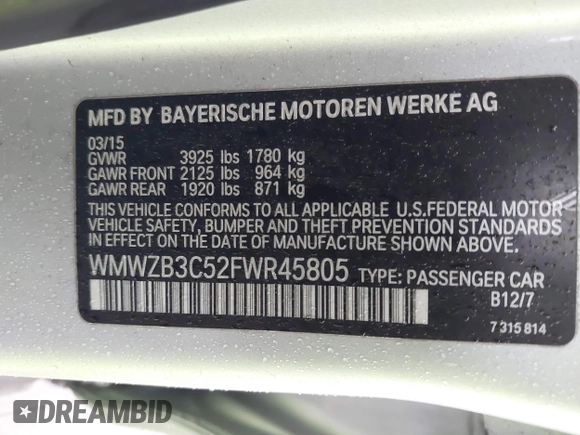 2015 MINI Countryman with VIN WMWZB3C52FWR45805, listed as a IAAI auction lot 41784638 with 41,204 mi miles and . Bid and sale history available at DreamBid. Image 9.