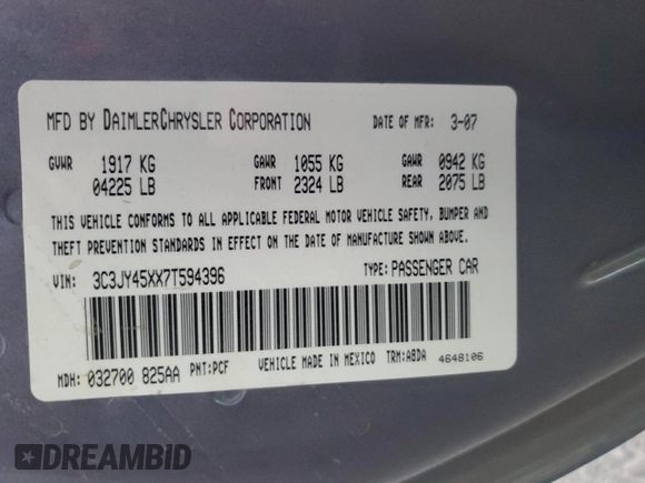 2007 Chrysler PT Cruiser with VIN 3C3JY45XX7T594396, listed as a Copart auction lot 80886204 with 149,650 mi miles and Salvage Title. Bid and sale history available at carsss.com. Image 12.