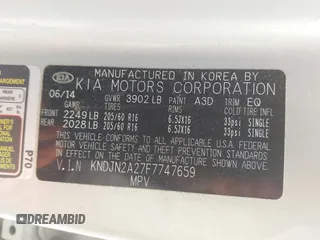 2015 Kia Soul z VIN KNDJN2A27F7747659, wystawiony jako IAAI lot #42420332 z przebiegiem 117 415 mil mil oraz . Historia ofert i sprzedaży dostępna na DreamBid. Obrazek 9.