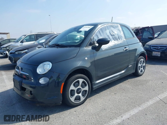 2017 FIAT 500e with VIN 3C3CFFGE1HT609228, listed as a IAAI auction lot 42102842 with 63,673 mi miles. Bid and sale history available at carsss.com. Image 2.