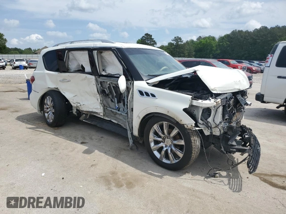 2014 Infiniti QX80 with VIN JN8AZ2NFXE9552793, listed as a Copart auction lot 54928145 with Not provided miles and Salvage title. Bid and sale history available at DreamBid. Image 4.