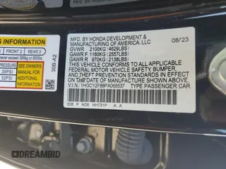 2023 Honda Accord Touring with VIN 1HGCY2F88PA065537, listed as a Copart auction lot 59341845 with 34,595 mi miles and Salvage title. Bid and sale history available at DreamBid. Image 12.