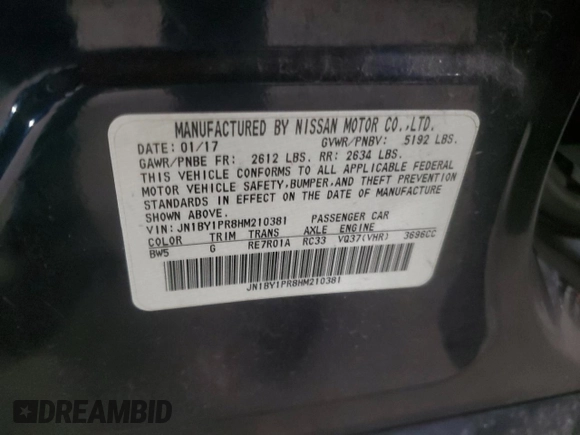 2017 Infiniti Q70 3.7 z VIN JN1BY1PR8HM210381, wystawiony jako Copart lot #81301604 z przebiegiem 109 797 mil mil oraz Szkoda całkowita • Salvage title. Historia ofert i sprzedaży dostępna na DreamBid. Obrazek 12.